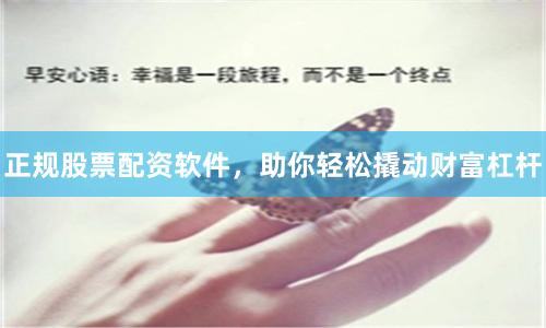 正规股票配资软件，助你轻松撬动财富杠杆